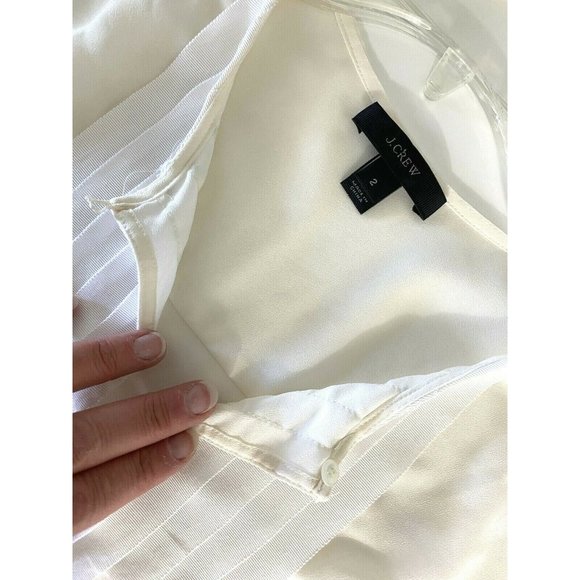 J Crew Sheer Ivory & White Sleeveless Career Blouse Ruffle Front Womens Size 2 - Picture 5 of 7